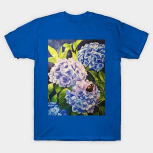 Blue hydrangeas watercolour painting T-Shirt